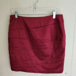 3/$15 White House Black Market maroon burgundy red skirt satin bandage 6